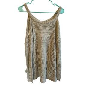 Quinn Tan Cold Shoulder Knot Sweater Small